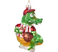 BRUBAKER Crocodile de Baseball - Boule de Noël en verre peinte à la main - Décorations de Noël Figurines amusantes Pendentif Déco Boule d'arbre - env. 11.5 cm
