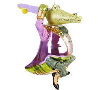 BRUBAKER Crocodile Homme Boule de Noël en verre - Peinte à la main - Alligator Gentleman Décorations de Noël Drôle - Boule de Noël Figures Décoration de Noël
