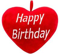 BRUBAKER Cœur en Peluche Happy Birthday Rouge 32 cm