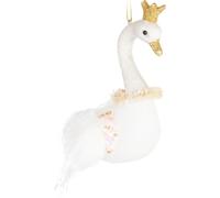 BRUBAKER Cygne Princesse avec couronne scintillante Boule de Noël en verre - Peint à la main - Décorations de Noël Drôle - Décoration de Noël Blanc