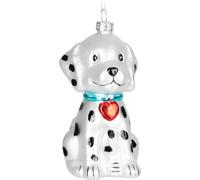 BRUBAKER Dalmatien chiot avec coeur Noir Blanc - Boule de Noël en verre peinte à la main - Décorations de Noël Figurines Drôles Déco Boule d'arbre - 11,5 cm