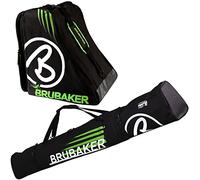 BRUBAKER Davos Ensemble sac de ski et sac à chaussures de ski pour 1 paire de skis jusqu'à 170 cm + bâtons + chaussures Noir/vert