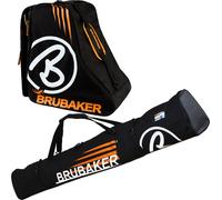 BRUBAKER Davos Kombi Set - Sac à skis 170 cm et sac à chaussures de ski pour 1 paire de skis + bâtons + chaussures - Noir Orange