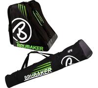 BRUBAKER Davos Kombi Set - Sac à skis 170 cm et sac à chaussures de ski pour 1 paire de skis + bâtons + chaussures - Noir Vert