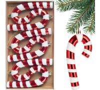 BRUBAKER Décorations d'arbre en sucre - 6X Décorations d'arbre de Noël - 14 cm Décorations d'arbre de Noël en plastique - Décoration de Noël pour arbre de Noël, rouge blanc