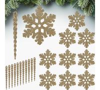 BRUBAKER Décorations de sapin Cônes de glace et flocons de neige scintillants - 22 pcs. Set de décoration d'arbre de Noël à suspendre - Décorations d'arbre de Noël incassables - Décoration, Or