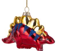 BRUBAKER Dinosaure Rouge - Boule de Noël en verre peinte à la main - Décorations de Noël Figurines amusantes Pendentif Déco Boule d'arbre - 11.5 cm
