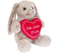 BRUBAKER Doudou Peluche Lapin avec Cœur Ich Liebe Dich 28 cm ILD Cadeau d'Amour