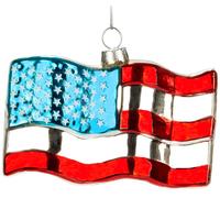 BRUBAKER Drapeau des USA - Boule de Noël en verre peinte à la main - Boule d'arbre de 10 cm Drapeau américain - Décoration US - Décoration d'arbre de Noël soufflée à la bouche
