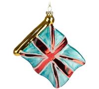 BRUBAKER Drapeau Grande-Bretagne - Drapeau UK Angleterre - Boule de Noël en Verre Peinte à la Main - 10 cm - Décoration d'arbre de Noël Soufflée à la Bouche - Figure Drôle Pendentif Déco