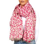 BRUBAKER Écharpe Cashmirillo à Imprimé Léopard - 70 x 200 cm - Chaude et Confortable - Essentiel Élégant pour l'Automne et l'Hiver pour Femmes - Sensation Douce comme le Cachemire - Rose et Blanc