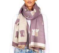 BRUBAKER Écharpe Cashmirillo à Motif Chat - 70 x 200 cm - Chaude et Confortable - Essentiel Élégant pour l'Automne et l'Hiver pour Femmes - Sensation Douce comme le Cachemire - Lilas Violet