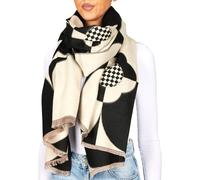 BRUBAKER Écharpe Cashmirillo à Motif Moderne - 70 x 200 cm - Chaude, Confortable et Oversize - Essentiel Élégant pour l'Automne et l'Hiver pour Femmes - Douceur du Cachemire - Noir et Blanc