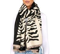 BRUBAKER Écharpe Cashmirillo à Motif Zèbre - 70 x 200 cm - Chaude, Confortable et Oversize - Essentiel Élégant pour l'Automne et l'Hiver pour Femmes - Douceur du Cachemire - Noir et Blanc