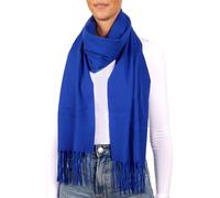BRUBAKER Écharpe Cashmirillo - env. 30 x 180 cm de long, chaude et douillette - Écharpe d'hiver douillette - Écharpe avec franges pour femmes et hommes, bleu