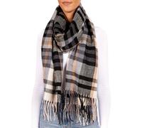 BRUBAKER Echarpe Cashmirillo pour Femmes et Hommes - Noir, Beige et Marron à Carreaux - 70 x 200 cm - Chaud et Doux - Echarpe en Laine pour l'Automne et l'Hiver avec une Douce Sensation de Cachemire