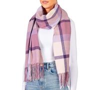 BRUBAKER Echarpe Cashmirillo pour Femmes et Hommes - Violet et Rose à Carreaux - 70 x 200 cm - Chaud et Doux - Echarpe en Laine pour l'Automne et l'Hiver avec une Douce Sensation de Cachemire