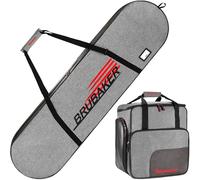 BRUBAKER Ensemble Combiné de Sacs pour Snowboard - Velocity Performance - pour Snowboard 160 cm avec Poche pour Bottes - Sac pour Chaussures et Compartiment pour Casque - Noir et Gris