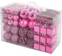 BRUBAKER Ensemble de 101 boules de Noël avec pointe d'arbre - Boules de Noël étincelantes pour l'arbre de Noël Rose