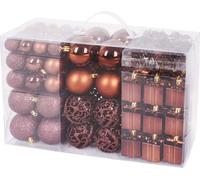 BRUBAKER Ensemble de 101 boules de Noël avec pointe d'arbre Décoration d'arbre de Noël - Marron
