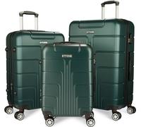 BRUBAKER Ensemble de valises rigides Miami - Valises extensibles avec serrure à combinaison et 4 roulettes - Ensemble de 3 valises de voyage incluant un bagage à main, vert foncé