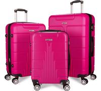 BRUBAKER Ensemble de valises rigides Miami - Valises extensibles avec serrure à combinaison et 4 roulettes - Ensemble de 3 valises de voyage incluant un bagage à main, rose