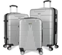 BRUBAKER Ensemble de valises rigides Miami - Valises extensibles avec serrure à combinaison et 4 roulettes - Ensemble de 3 valises de voyage incluant un bagage à main, Argent