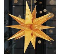 BRUBAKER Étoile de Noël 3D pour l'Intérieur - 60 cm Étoile Lumineuse XXL en Papier - Fonctionne sur Piles avec Minuterie - Étoile LED Suspendue - Étoile de l'Avent pour Décoration de Noël - Or