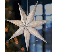 BRUBAKER Étoile de Noël 60 cm pour intérieur - Étoile de l'Avent avec douille E14 Suspendue avec 3,5 m de câble - Étoile en papier 3D, argenté