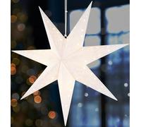 BRUBAKER Étoile de Noël à Suspendre avec Douille E14-60 cm Set Étoile de Papier avec 3,5 m de Câble - Étoile de l'Avent 3D - Décoration de Fenêtre Étoile Lumineuse Suspendue - Blanc