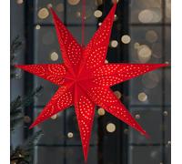 BRUBAKER Étoile de Noël en papier 60 cm à suspendre - Étoile de l'Avent à LED pour décoration de Noël et fenêtre, rouge