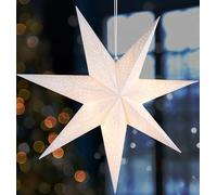 BRUBAKER Étoile de Noël en Papier 60 cm à Suspendre - Étoile de l'Avent pour Fenêtre - Étoile en Papier 3D avec Douille E14 - Étoile Lumineuse Suspendue avec 3,5 m de Câble - Blanc