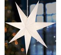 BRUBAKER Étoile de Noël en Papier 60 cm pour Intérieur - Étoile de l'Avent avec Douille E14 Suspendue - 3D Étoile Lumineuse de Fenêtre à Suspendre - Set Étoile de Noël avec 3,5 m de Câble - Blanc