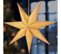 BRUBAKER Étoile de Noël en Papier 60 cm pour Intérieur - Étoile de l'Avent avec Douille E14 Suspendue - 3D Étoile Lumineuse de Fenêtre à Suspendre - Set Étoile de Noël avec 3,5 m de Câble - Or