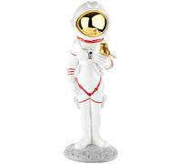 BRUBAKER Figurine Décorative Astronaute avec Petit Oiseau - 30 cm Spaceman Figurine Spatiale avec Casque Chromé - Peint à la Main Statue Astronautique Moderne - Astronaute Blanc