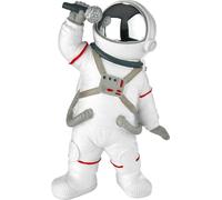 BRUBAKER Figurine décorative Astronaute chanteur - 20 cm Figurine de l'espace avec microphone - Statue moderne peinte à la main pour musicien - Blanc, Argent