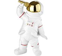 BRUBAKER Figurine Décorative Astronaute Chanteur - 20 cm Spaceman Figurine Spatiale avec Microphone et Casque Chromé - Peint à la Main Statue Astronautique Moderne pour Musicien - Or et Blanc