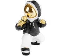BRUBAKER Figurine décorative Astronaute chanteur avec microphone doré - 17 cm Figurine de l'espace - Statue peinte à la main - Or, noir et blanc