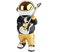 BRUBAKER Figurine Décorative Astronaute Guitariste avec Guitare Électrique - 24 cm Spaceman Figurine de l'espace avec Hoodie Noir et Casque Chromé en Pose Solo de Guitare - Or, Noir et Blanc