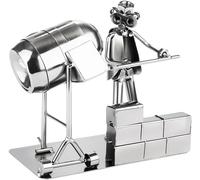 BRUBAKER Figurine en Écrous Ouvrier du Bâtiment avec Bétonnière - Figurine en Fer Argentée - Travail Artisanal Figurine en Métal Cadeau pour Les Artisans, Maçons et Constructeurs de Maison