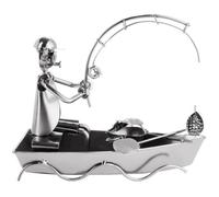 BRUBAKER - Figurine en Métal - Pêcheur en Barque - Sculpture unique en Écrous & Boulons - Idée cadeau originale