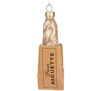 BRUBAKER French Baguette - Boule de Noël en verre peinte à la main - 13 cm Boule de Noël Pain français Décoration de Noël France Décorations pour l'arbre de Noël