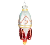 BRUBAKER Fusée Boule de Noël en verre - Peinte à la main - Lancement de fusée Décoration d'arbre de Noël Drôle - Boule de Noël Figure Décoration de Noël