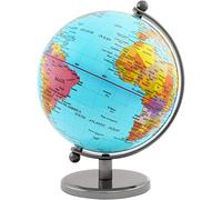 BRUBAKER - Globe terrestre - Design Moderne - Acier Inoxydable - Décoration Bureau - Hauteur 19 cm - Bleu Clair