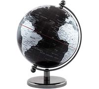 BRUBAKER - Globe terrestre - Design moderne - Acier inoxydable - Décoration bureau - Hauteur 19 cm - Noir/Argenté