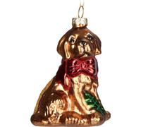BRUBAKER Golden Retriever avec noeud rouge comme collier - Boule de Noël en verre peinte à la main - Décorations de Noël Drôle de boule de sapin - 9,1 cm