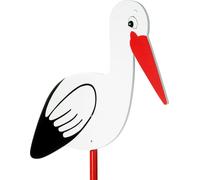 BRUBAKER Grande cigogne en bois - Cigogne à clipser pour l'intérieur et l'extérieur - Naissance bébé cigogne pour l'extérieur - Cadeau de naissance cigogne en bois 100 cm de haut, imprimé des deux côt