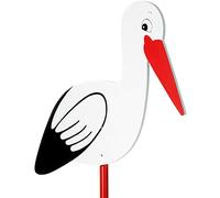 BRUBAKER - Grande Cigogne en Bois - Piquet de sol amovible - Décoration pour Chambre bébé/Jardin - Hauteur totale 110 cm - Idée cadeau Naissance/Baptême