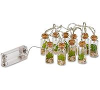 BRUBAKER - Guirlande lumineuse - 10 Mini Bouteilles avec bouchon/Décoration Cactus - Chacune avec 1 LED - Longueur 120 cm - Verre clair