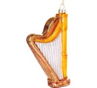 BRUBAKER Harpe Or - Boule de Noël en verre peinte à la main - Décorations de Noël Figurines amusantes Pendentif Déco Boule d'arbre - 14 cm